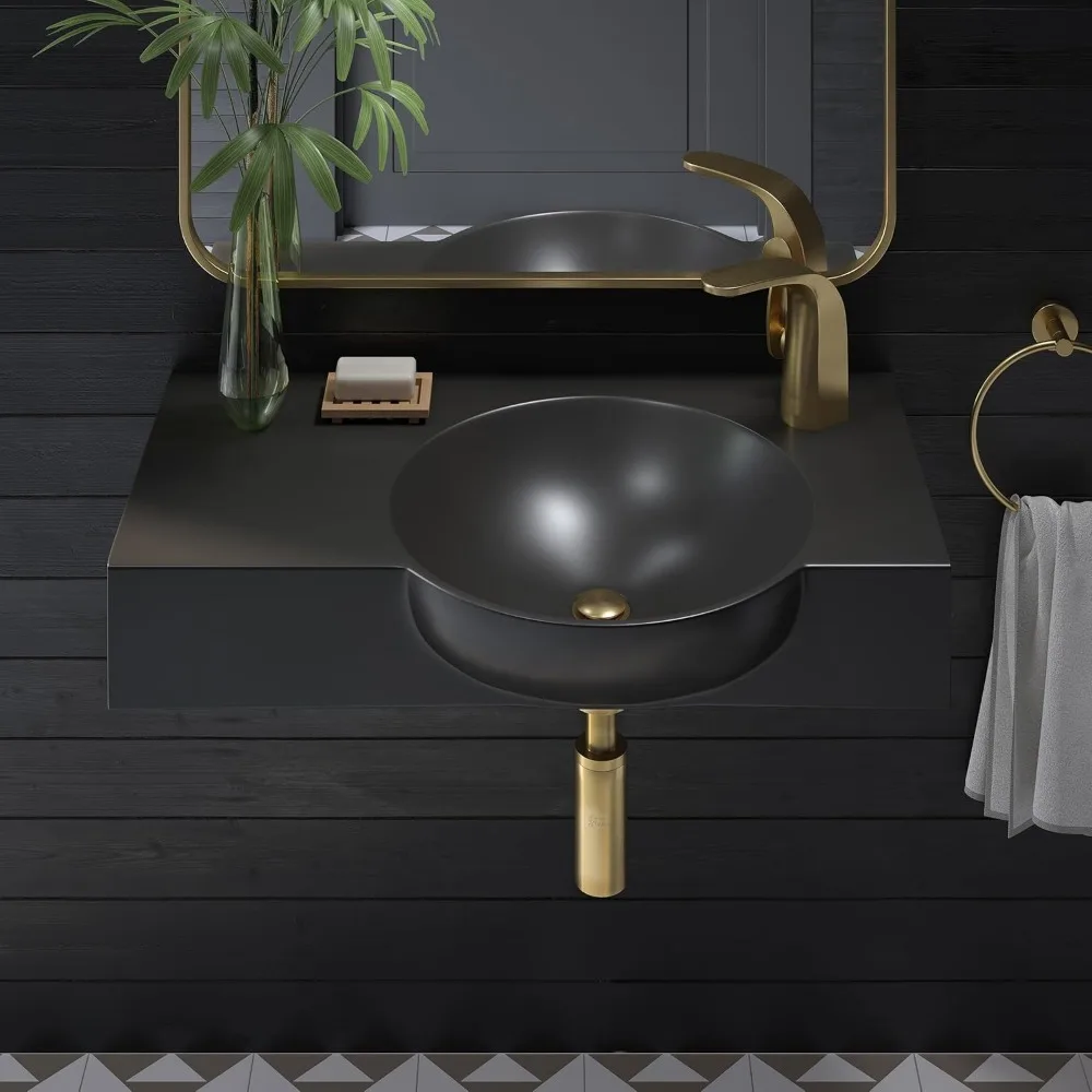 Chateau 30" Right Side Faucet Wall-Mount Bathroom Sink in Matte Black 6