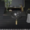 Chateau 30" Right Side Faucet Wall-Mount Bathroom Sink in Matte Black 6
