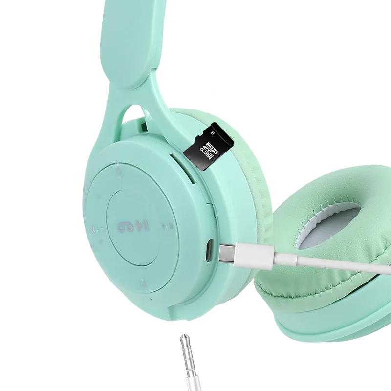 Y08 Macaron Wireless Bluetooth Headphones With Microphone Wired Earphones Gaming Headset Gamer Mp3 Players Choice Kids Gifts 6
