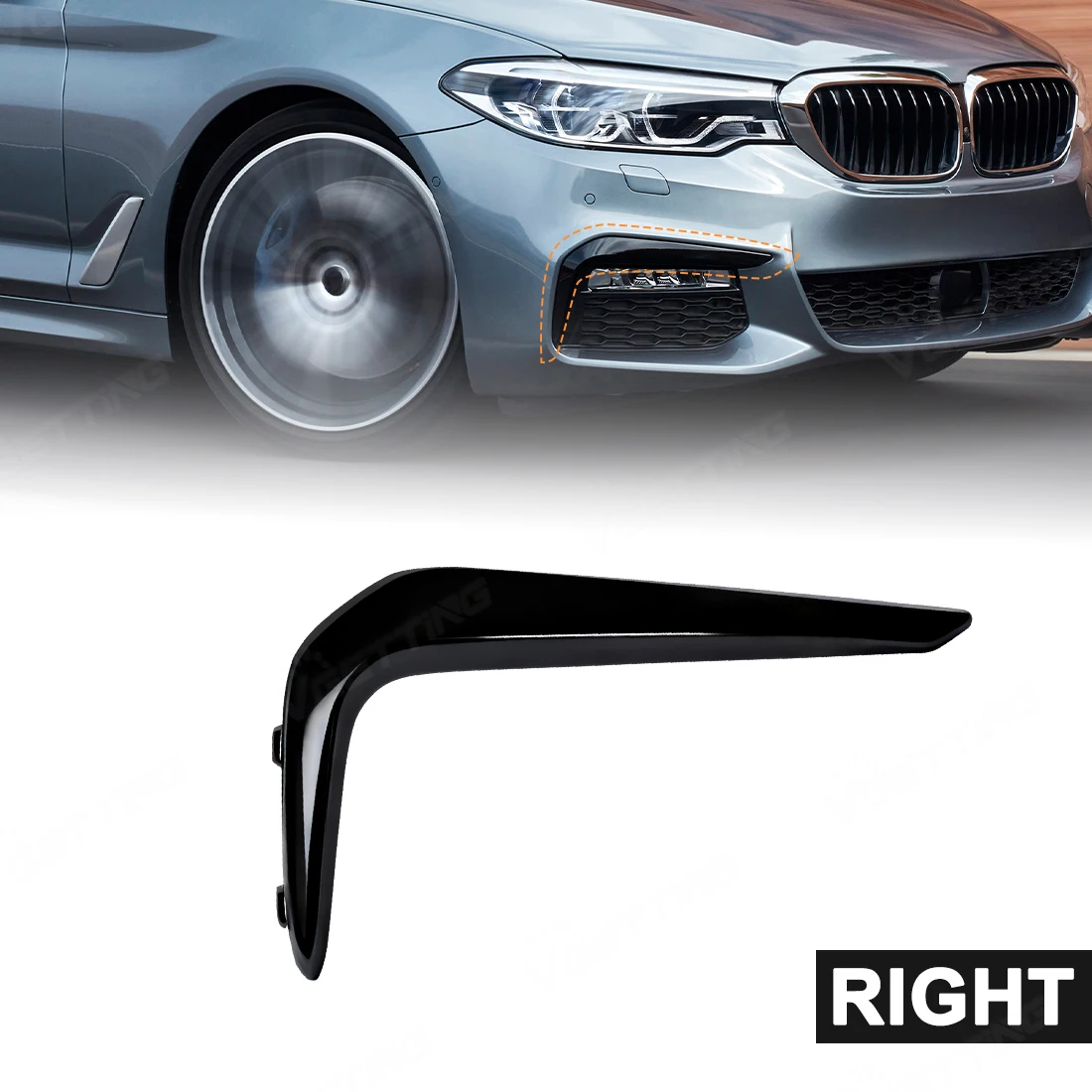BMW 5 시리즈 G30 G38 M 스포츠 2016-2020 프론트 범퍼 안개등 아이리드 커버 트림 51118070541 51118070542 아이브로우 프레임 커버