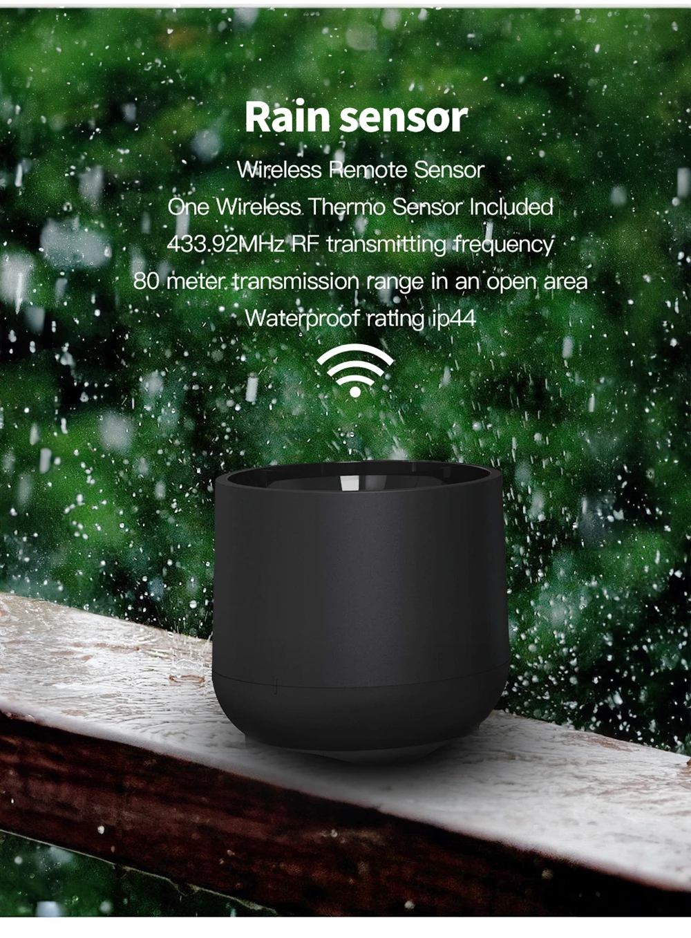 Wireless Weather Station Rain Gauge Thermometer DCF Radio Signal Time Date Alarm Clock Air Pressure Moon Phase Weather Forecast