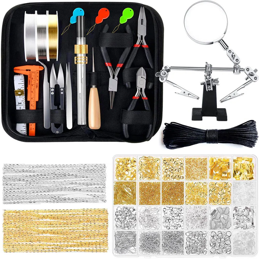 

DIY Jewelry Making Repair Supplies Alloy Accessories Handtool Findings Set Earring Making Kit Lobster Clasp Open Jump Rings