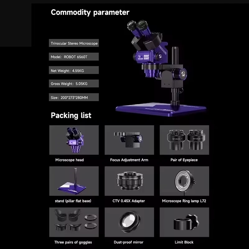 MECHANIC ROBOT Z4 6560T 7060T Trinocular Stereo Industrial