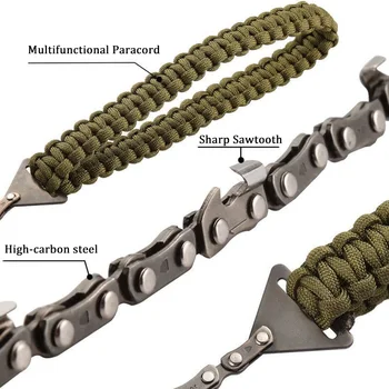 11 Tooth Handheld Chains Saw Portable Survival Hand Zipper Saw Wire Saw Outdoor Hiking Wood Cutting Tool with Bag Camping Gear 4