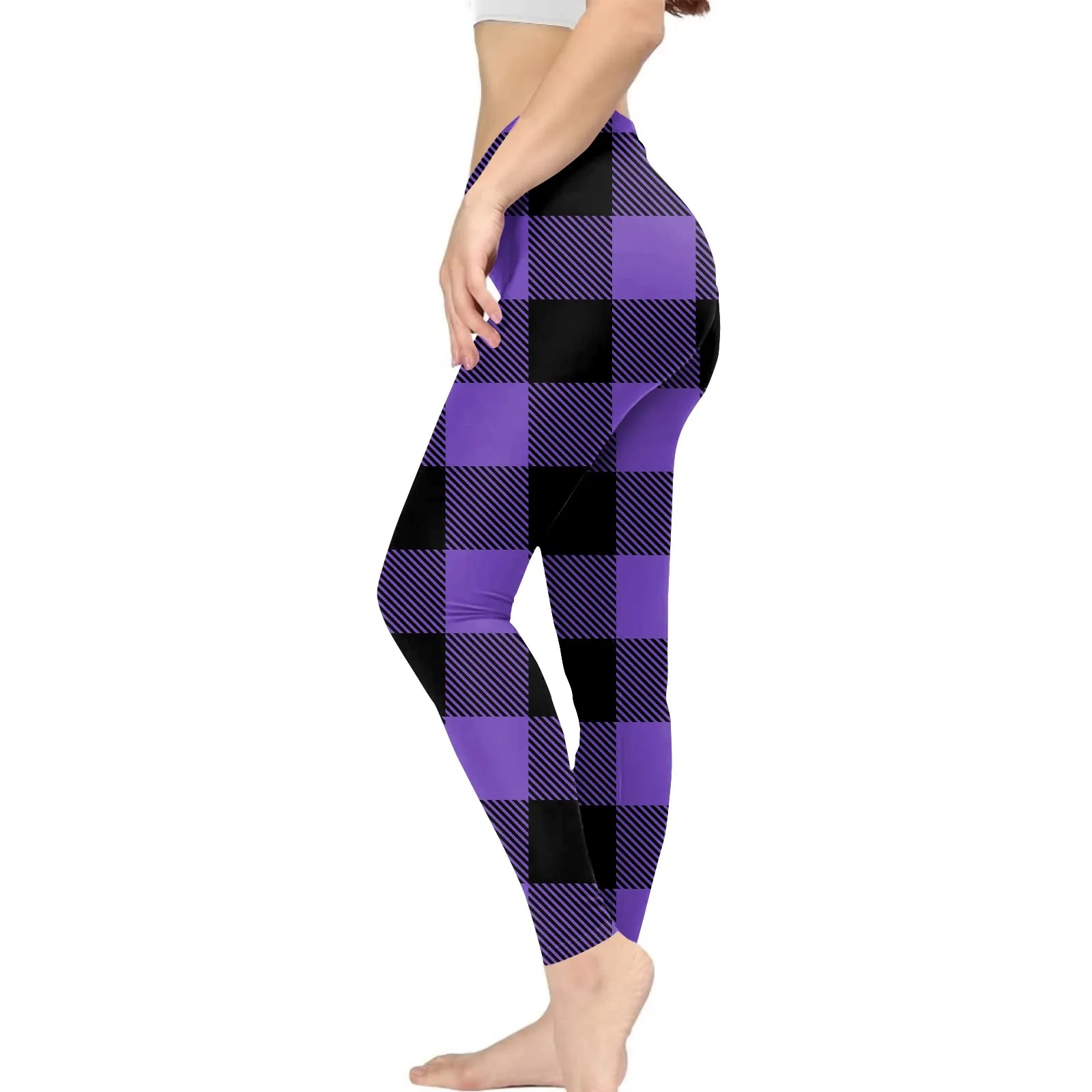 

Women'S Casual Tight Pants Color Lattice Printed Slim Fitting Elastic Yoga Pants Fashion Casual Fitness Large Size Cropped Pants