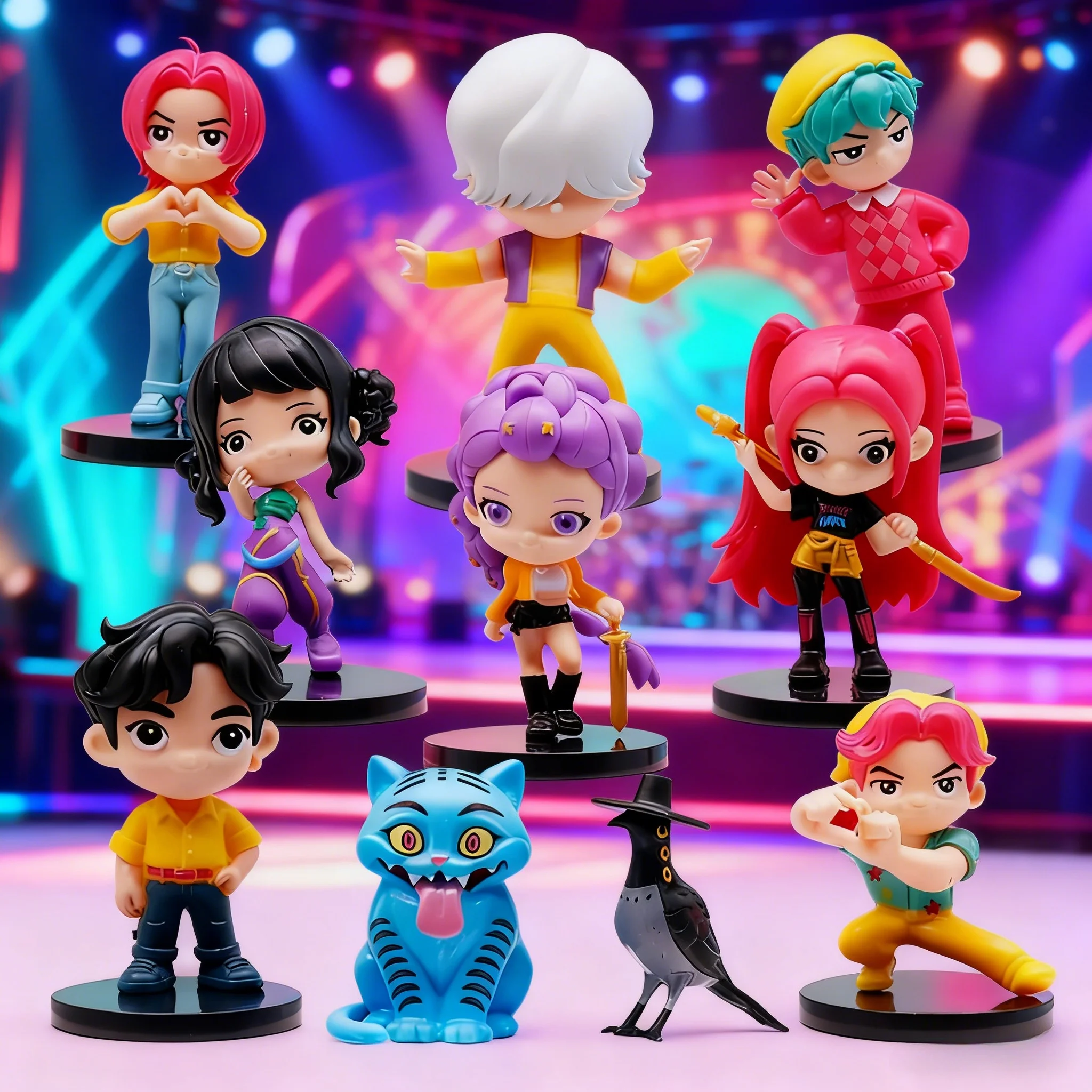 Set De Figuras K-Pop Demon Con Articulaciones Móviles | 3 Muñecas Con Outfits Únicos, Accesorios Y Tarjetas – Regalo Para Niños +6 Años