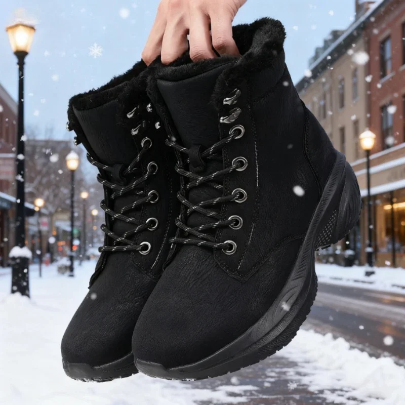 Popular Men's Winter Snow Boots Handmade Leather Waterproof Warm Sneakers New Outdoor Non Slip Hiking Shoe Cold Weather Footwear