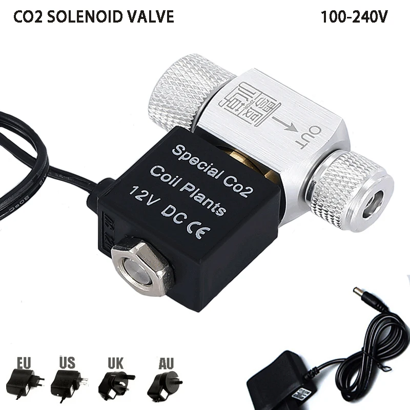 Aquarium co2 solenoid valve Aquarium CO2 solenoid valve aluminum alloy waterproof solenoid valve single and double head fish tank CO2 accessories