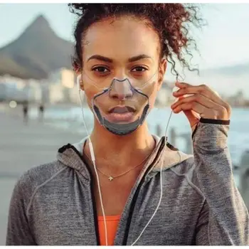 Nuova maschera protettiva Copribocca trasparente Maschera durevole per adulti Visiera Combina maschera antipolvere riutilizzabile in plastica antiappannamento
