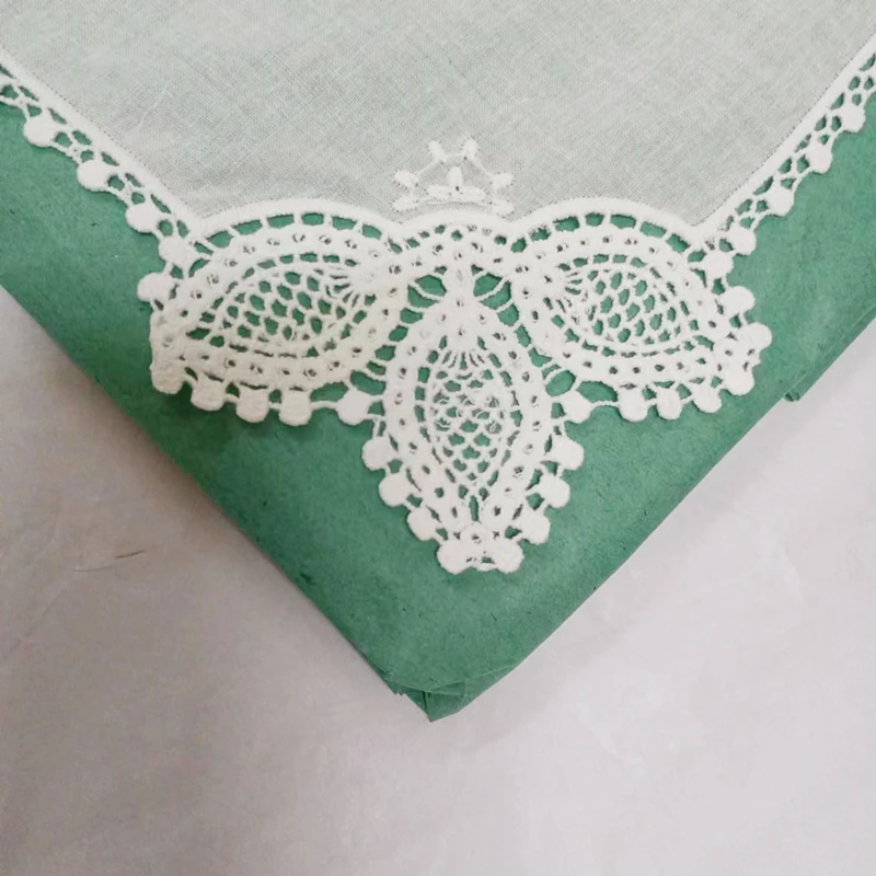 Set of 12 Fashion Ladies Handkerchiefs White Cotton Lace Weddding Bridal Handkerchief For Mother of Bride weddings Gifts 12 x