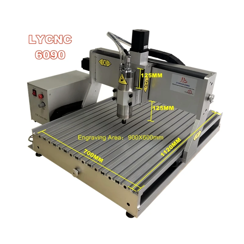 

LY 6090 4axis CNC Router Engraving Drilling Milling Machine 0.8 1.5 2.2KW Spindle with Water Tank Metal Wood Working