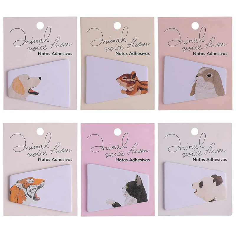 2Pcs Animals Sticky Notes Cartoon Notes Cute Self-Adhesive Memo Pads Students Office Bookmarks and Index Tab Stationary Supplies 5packs transparent sticky notes self adhesive reading book annotation notepad bookmarks memo pad index tabs cute