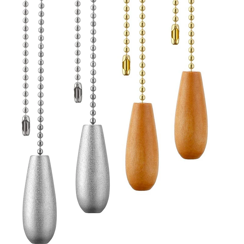 

4 Pieces Ceiling Fan Chain Pulls Wooden Pull Chain Extension Pull Chain For Ceiling Light Lamp Fan Chain (Silver And Wood Color)