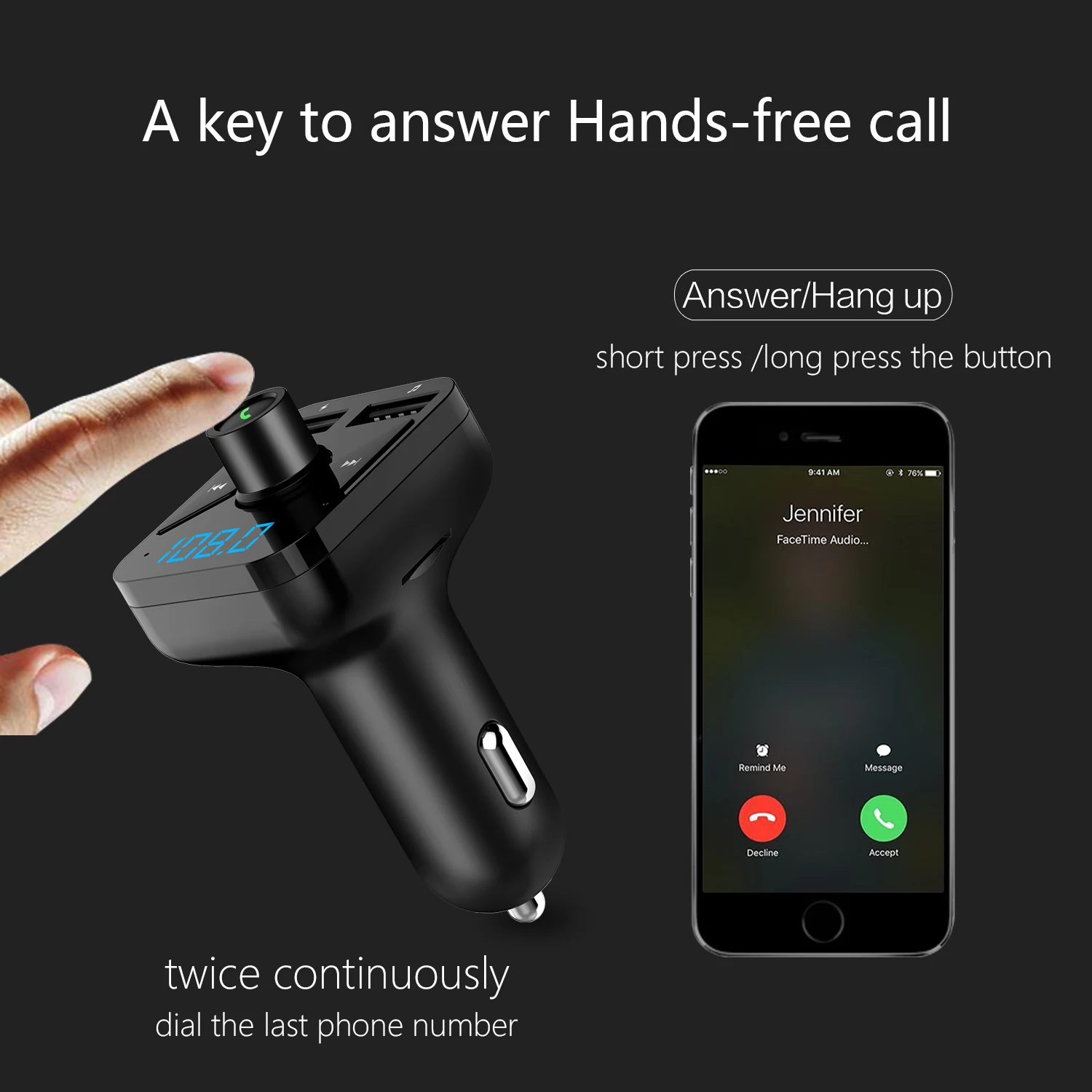 CAR Charge FM Transmitter Handsfree Car Bluetooth 5.0 MP3 Player Stereo FM Modul