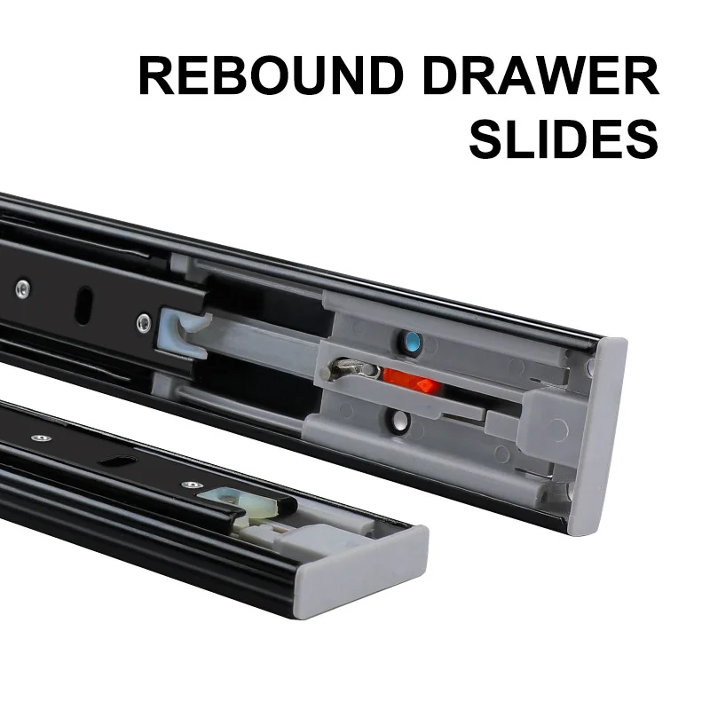YOUTHUA 45mm Push-open Drawer Slides Mute Track Mute Rebound Three-Section Rail Hardware Accessories