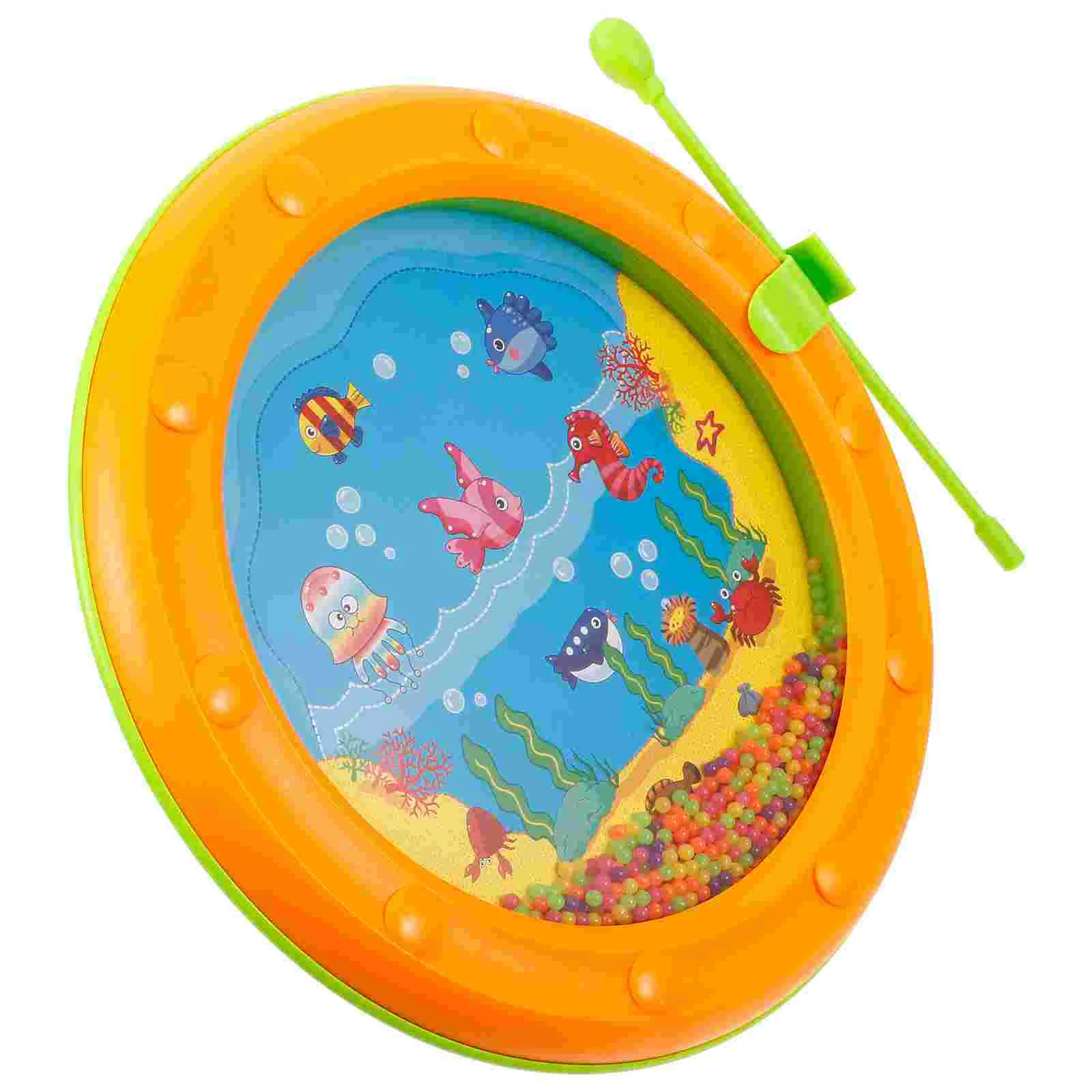 

Ocean Drum Children's Toys Gentle Sea Sounds Puzzle Early Education Music Instrument Plastic Hand Wave Drums for Kids Bead