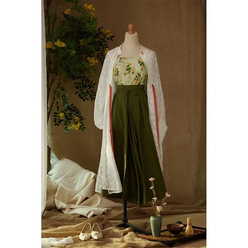 Original Song-made Three-fold Culottes Daily Commuter Hanfu Dress Women's Summer Style Han Element Wide-leg Pants