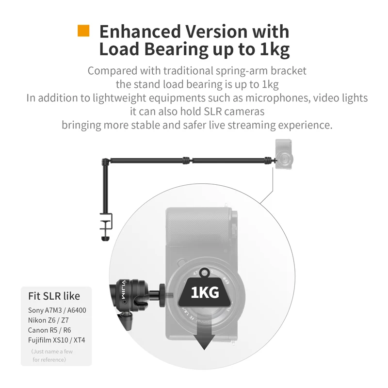 Light Stand VIJIM LS08 04 06 Desk Mount C-clamp Flexible Arm Extend With 360&deg; Ballhead Mic Ring Light Bracket