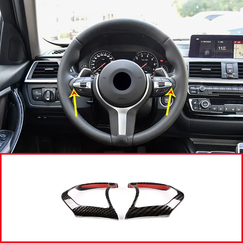 

Car Styling Carbon Fiber Steering Wheel Panel Switch Button Cover Trim For BMW 1 3 4 5 6 Series F30 F10 X5 X6 F15 F16 M Sport Y