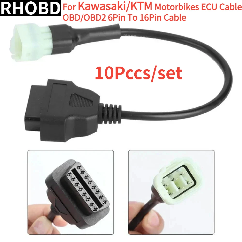 

10 шт./комплект, 16-контактный переходник OBD2 для мотоцикла