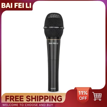 BAIFEILI KK505 Microfono a condensatore portatile con diaframma largo da 34 mm per live, altoparlante, canto karaoke, matrimonio