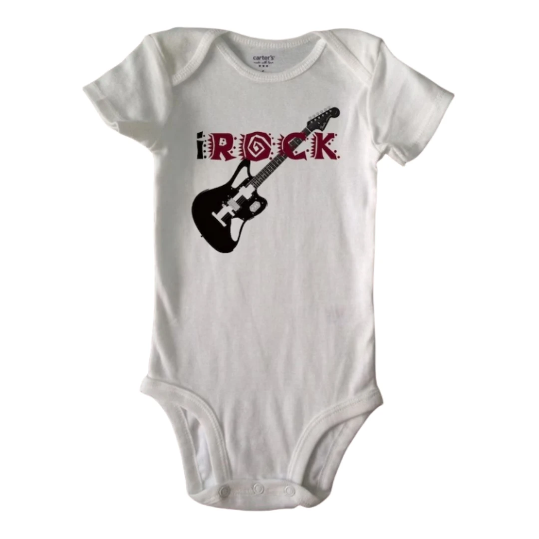 I Rock Guitar Body O Toddler Tee Baby Shower Regalo Di Compleanno Beachy Annuncio Di Gravidanza Personalizzato