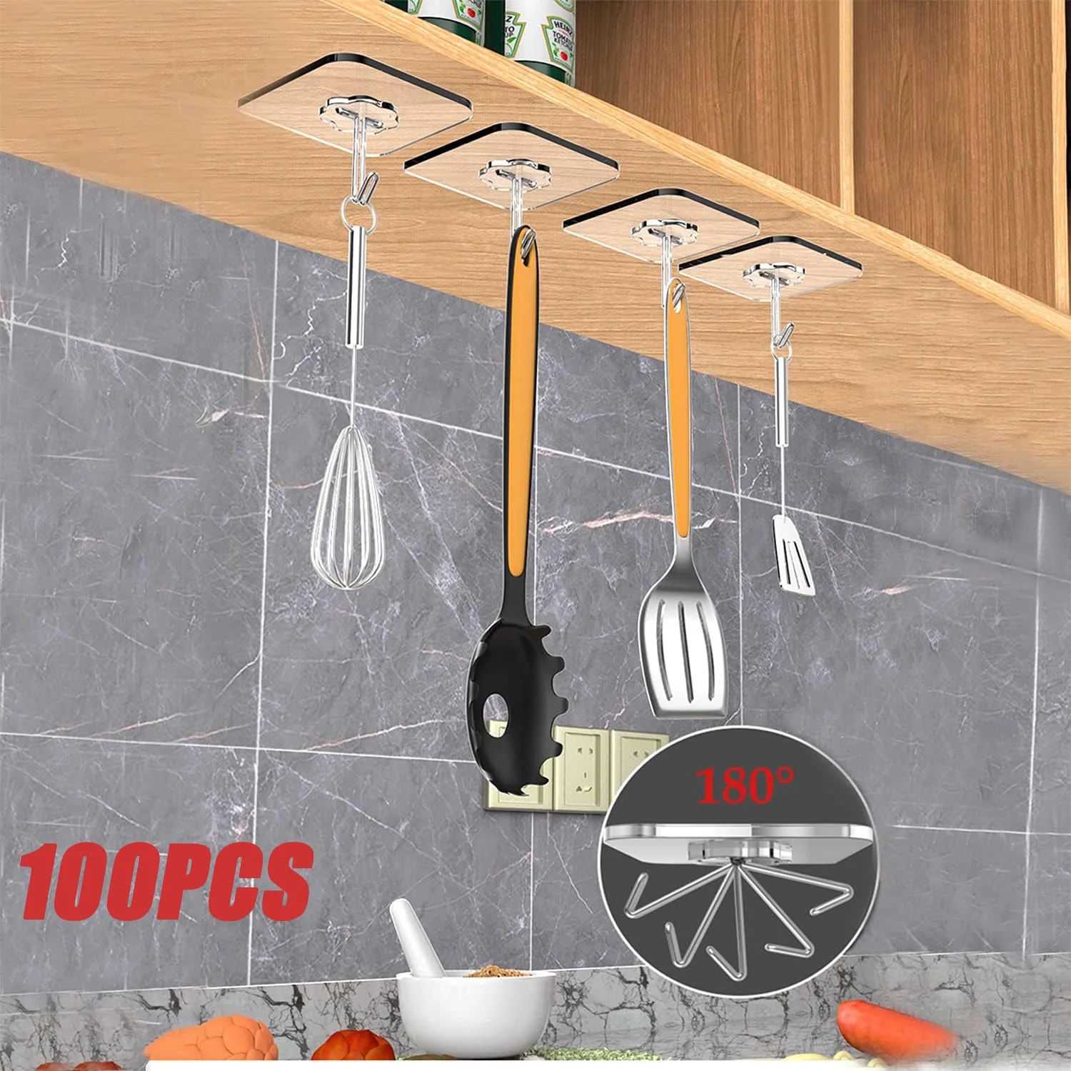 

Прозрачный крючок для ванной комнаты, самоклеящийся настенный крючок для двери, вешалка на присоске для кухни, гирлянды для хранения, подвесной крючок для полотенец, 100 шт.