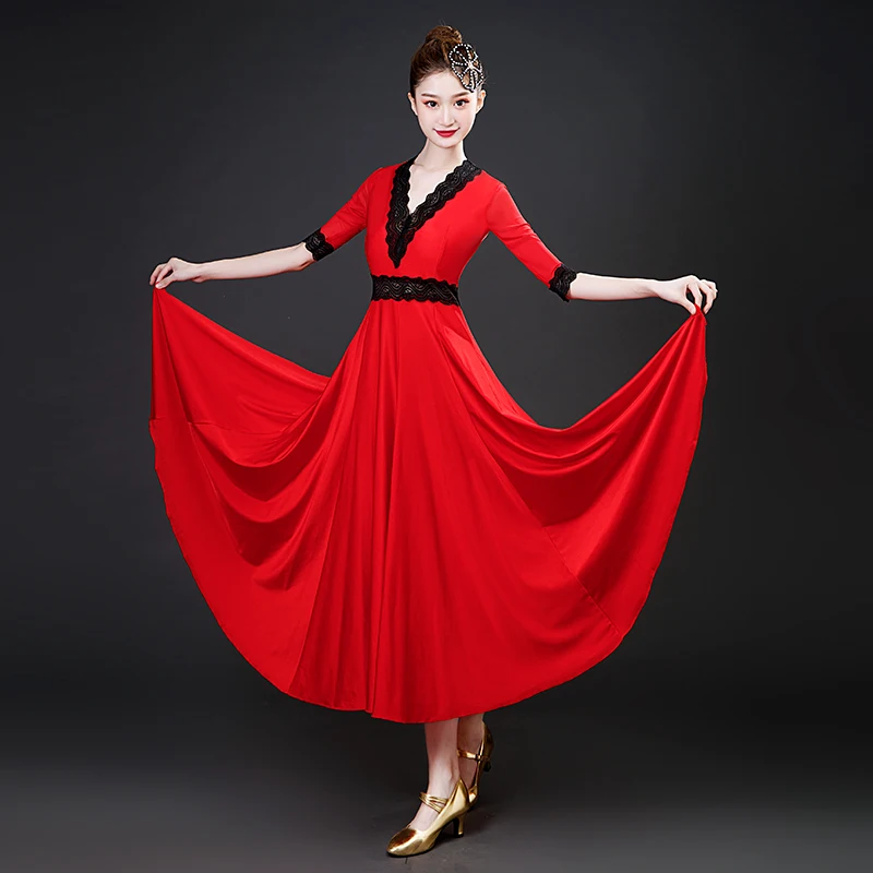 

2022 Newest Women Ballroom Dance Dress Waltz Adult Modern Ball Costumes Tango Rumba Costumes