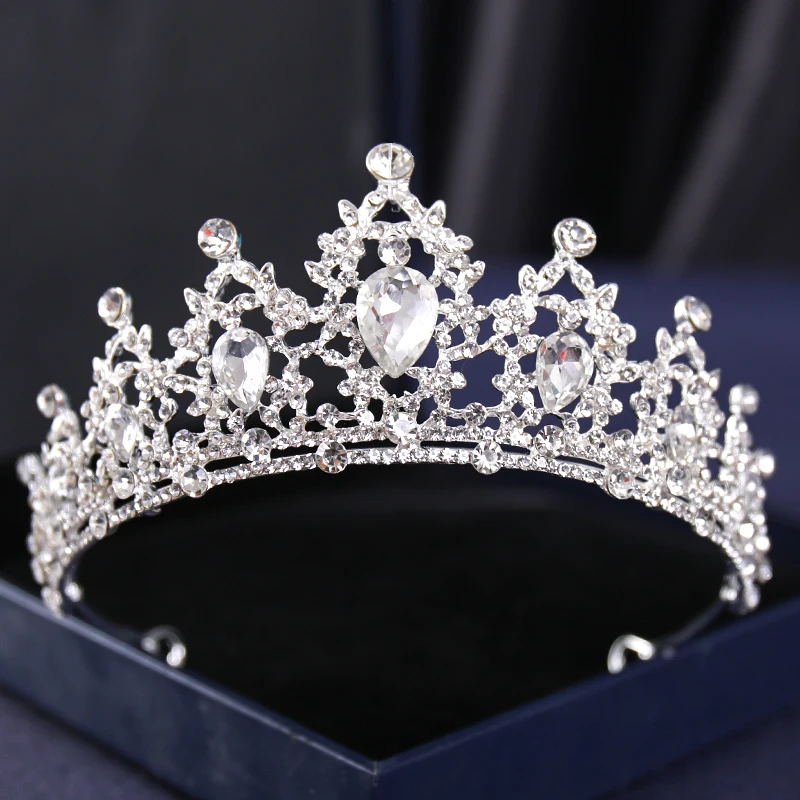 Silver Color Crysta Crowns And Tiaras Baroque Vintage Crown Tiara for Women Bride Pageant Prom Diadem Wedding Hair Accessories hair accessories bridal hair accessories crown headband bridal jewelry set