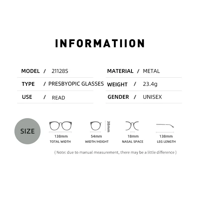 Reading Glasses Men Square Metal Frame Spring Leg Elderly Presbyopia Blue Light Blocking Eye Protection