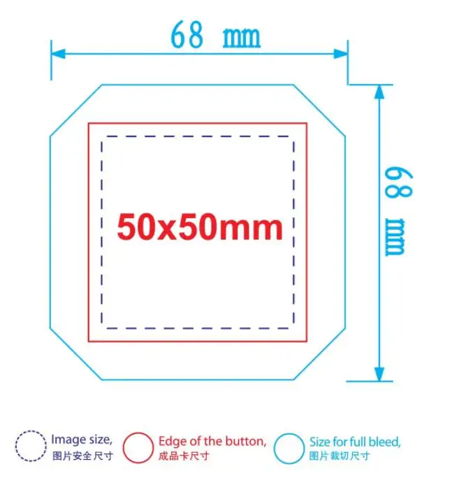 100개 각형 코너 50x50mm 빈 냉장고 자석 스티커 버튼 직사각형 버튼 제작기 자석 배지 제작 기계