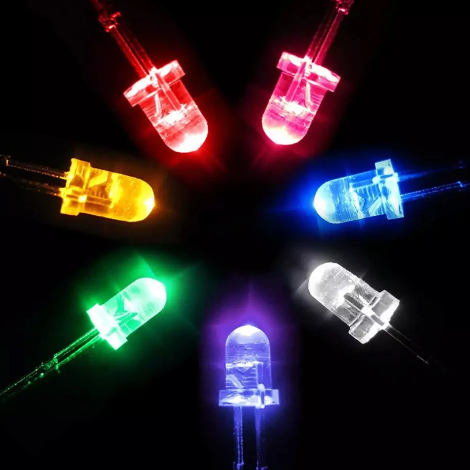 50pcs 3mm Blue Flickering LED Lights - Ultra Bright Candle Flicker Effect LEDs For Decor, Crafts