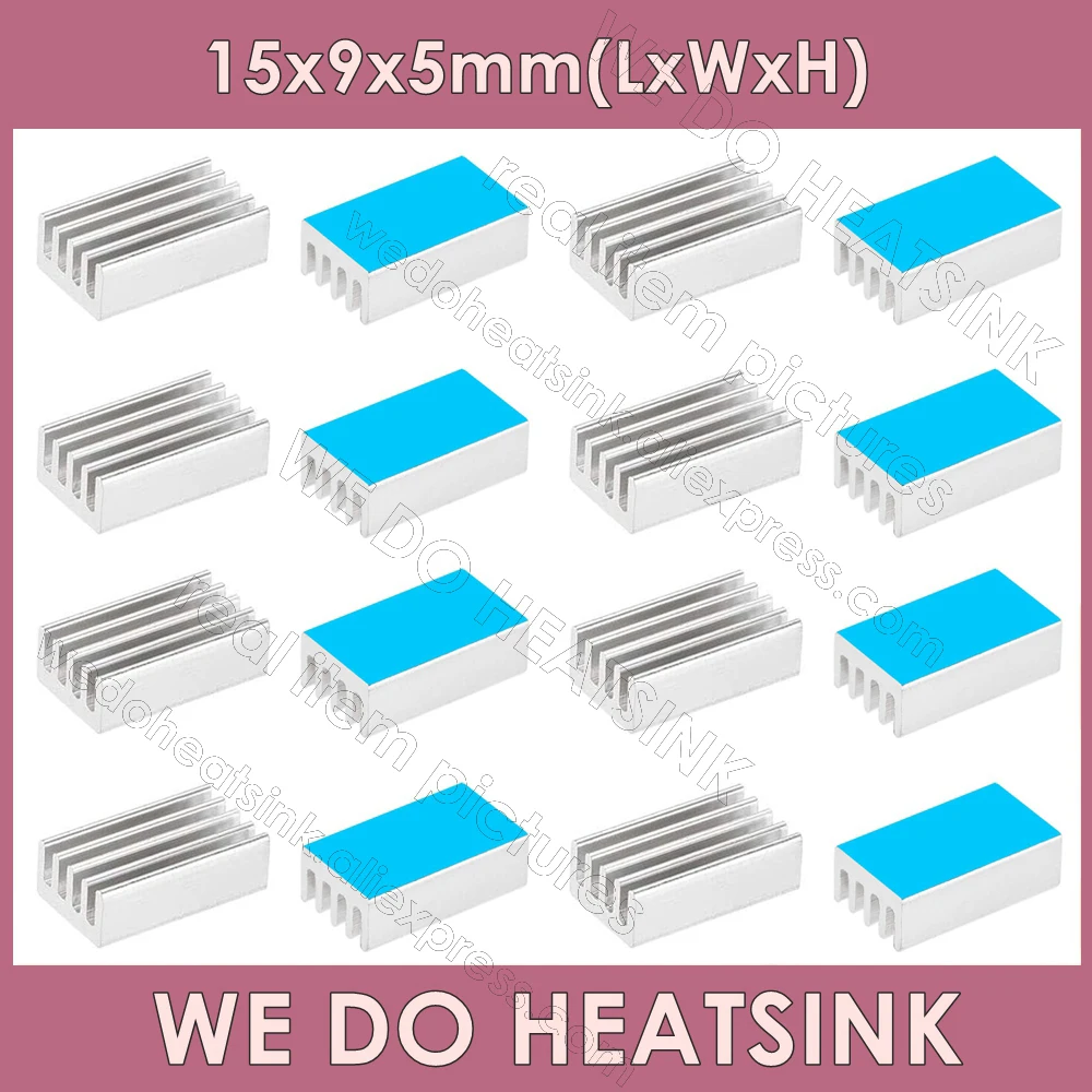 

WE DO HEATSINK 15x9x5mm Without or With Thermal Tape Silver Heat Sink Aluminum Raidator For DIPs