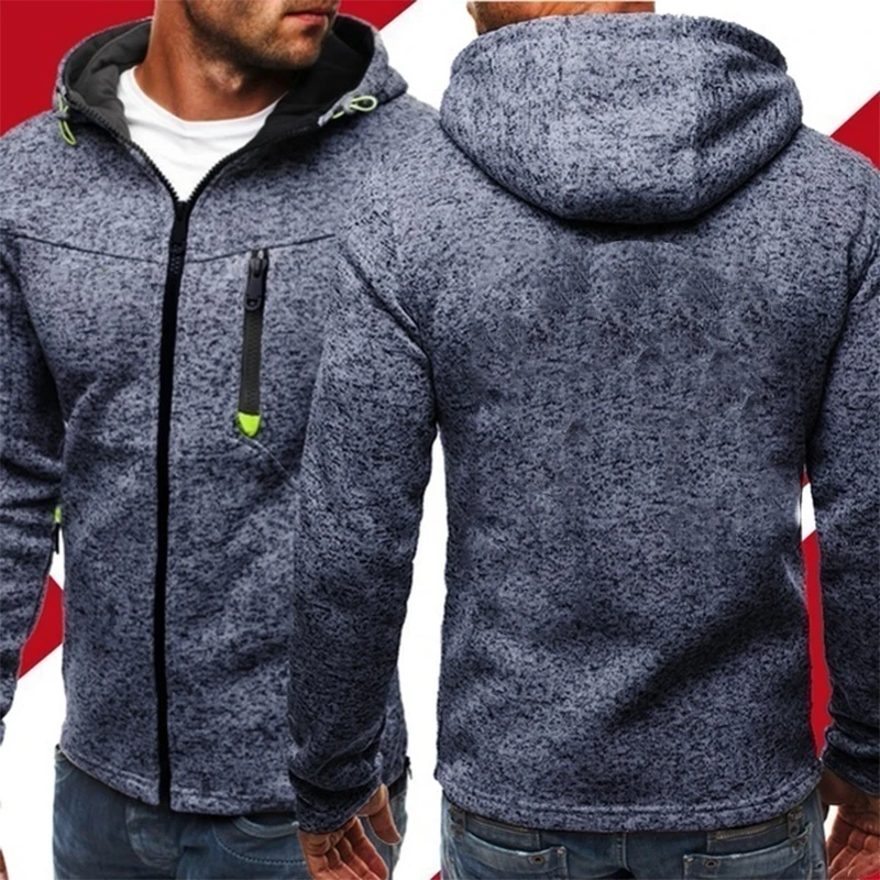 Hoodies Men Sports Casual Wear Zipper Fashion Fleece Jacket Fall Sweatshirts Autumn Coat Hooded Cardigan