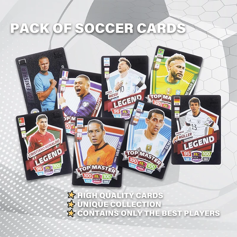 55Pcs World Football Stars Gold Foil Card Contains 55 of The World's Greatest Soccer Stars Collection Card Great Gift