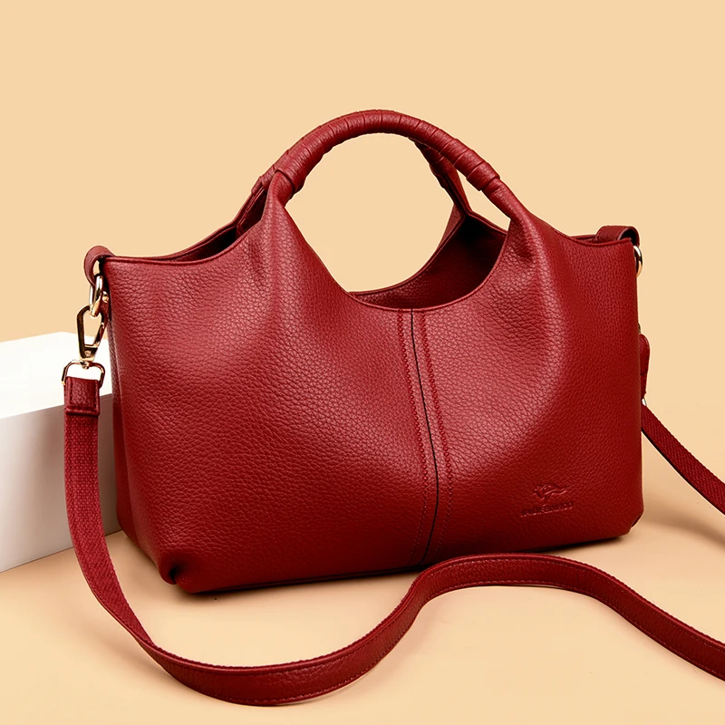 รูปสินค้า กระเป๋าหนัง Tote แฟชั่นผู้หญิง ความจุใหญ่ ไหล่เดี่ยว Crossbody