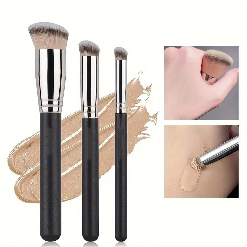 1/3PCS 프리미엄 파운데이션 컨실러 브러쉬, 브러쉬 아이 촘촘한 페이스 메이크업 브러쉬 언더 컨투어 블러셔 블렌딩을 위해 결점 없음