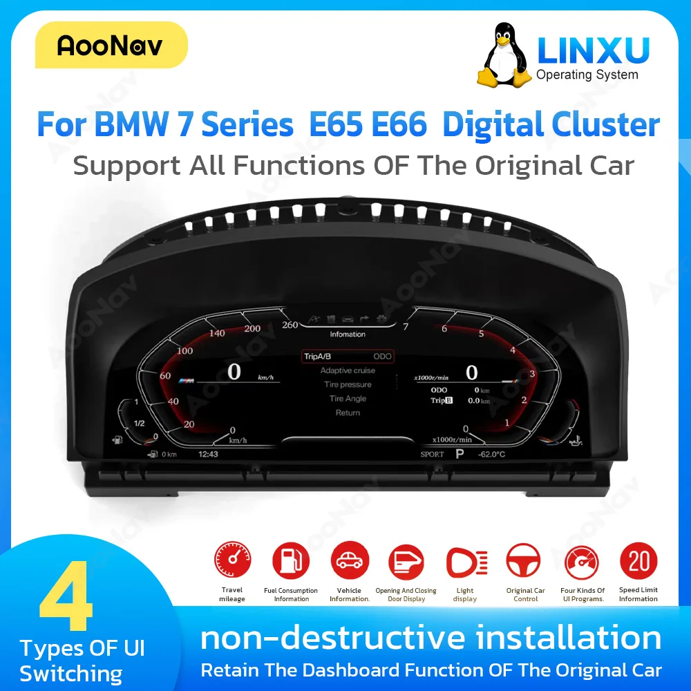 

Original Car Digital Cluster Instrument for BMW 7series E65 E66 2001-2008 LCD Speed Meter Dashboard