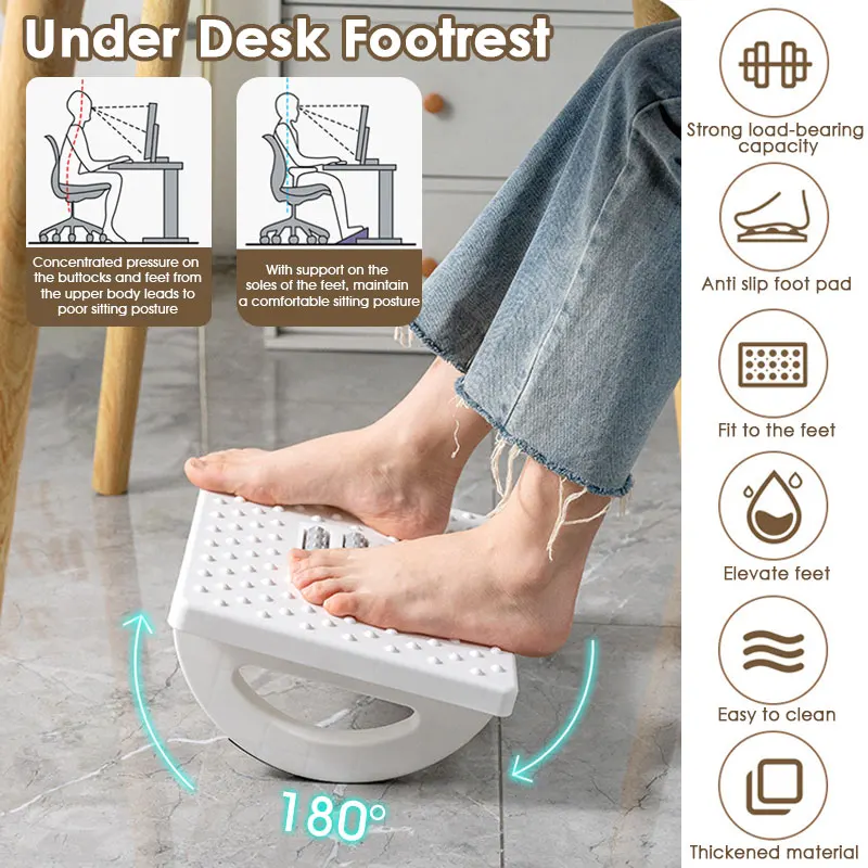 Choiced Ergonomic Under Desk Footrest Foot Rest With Massage Rollers Modern Design Portability Foot Stool for Home Office Work