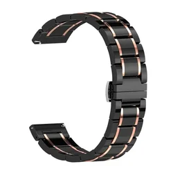 Elegant Ceramic and Metal Wristband - 20/22mm Premium Strap - Width 20mm (Black rose gold)