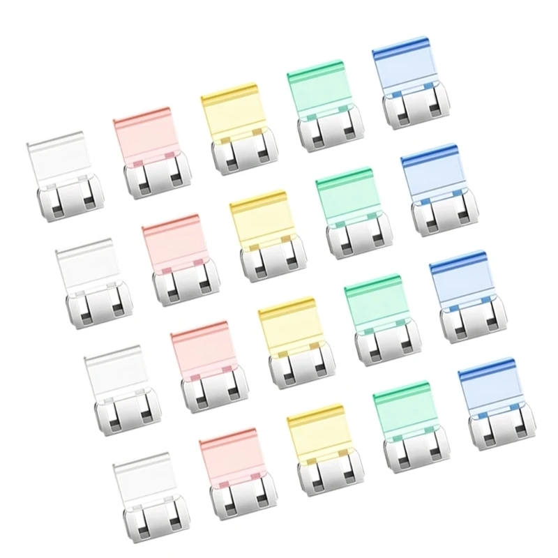 20개 투명 플라스틱 문서 클립 사무실용 종이 클립에 조절 가능한 푸시