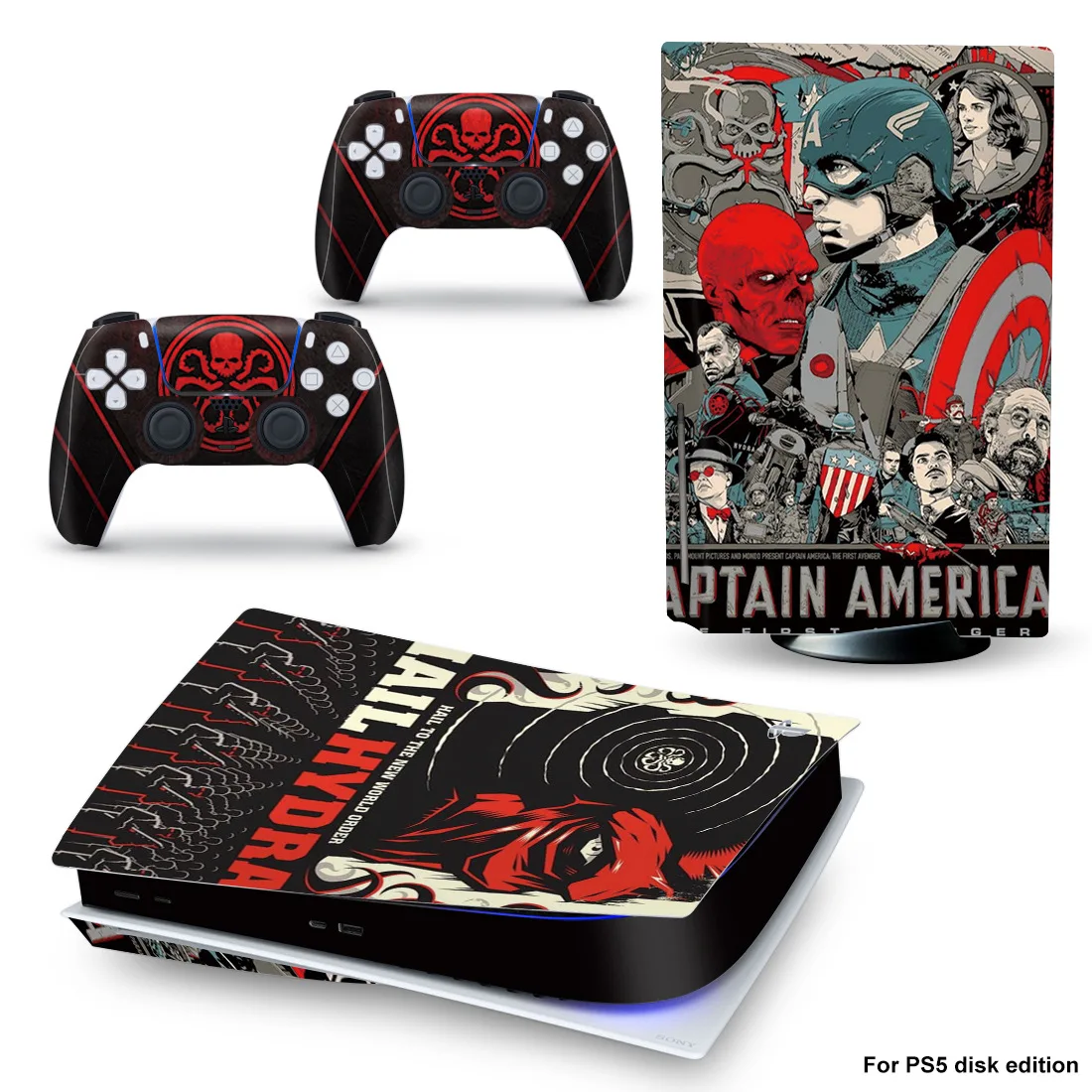 Marvel Vinyl Decal Skin Sticker Cover for PS5 Disk Skin Sticker Console and 2 DualShock Controllers Full Game Accessories