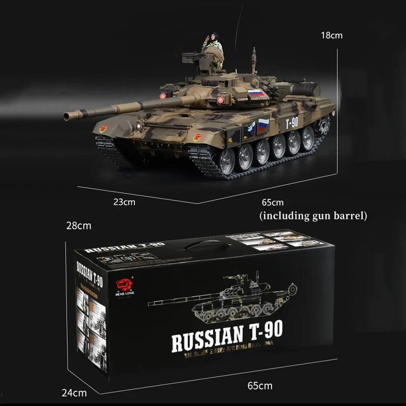 1:16 Henglong 3938 Russian T-90 Remote Control Tank 7.0 Version Simulated Smoke Metal Rocker Arm Toy Car 5