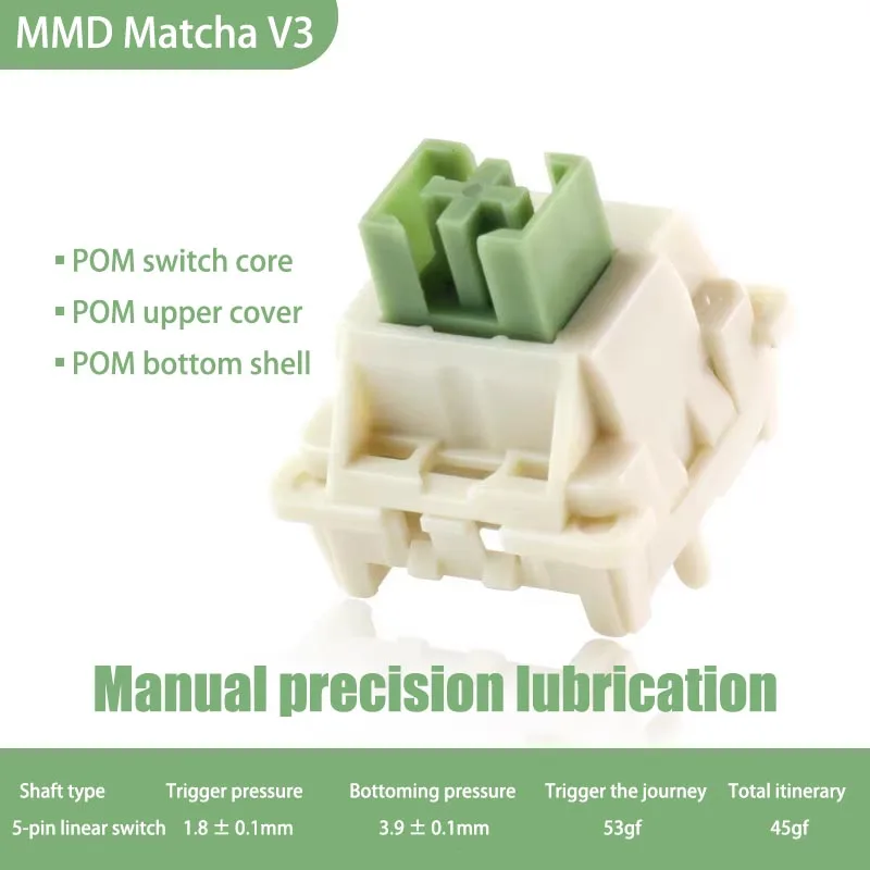 MMD Matcha V3 스위치 라이너 45g 모든 POM 인공 사용 윤활 기계식 키보드 AULA F75 AJAZZ AK820 용 맞춤형 스위치
