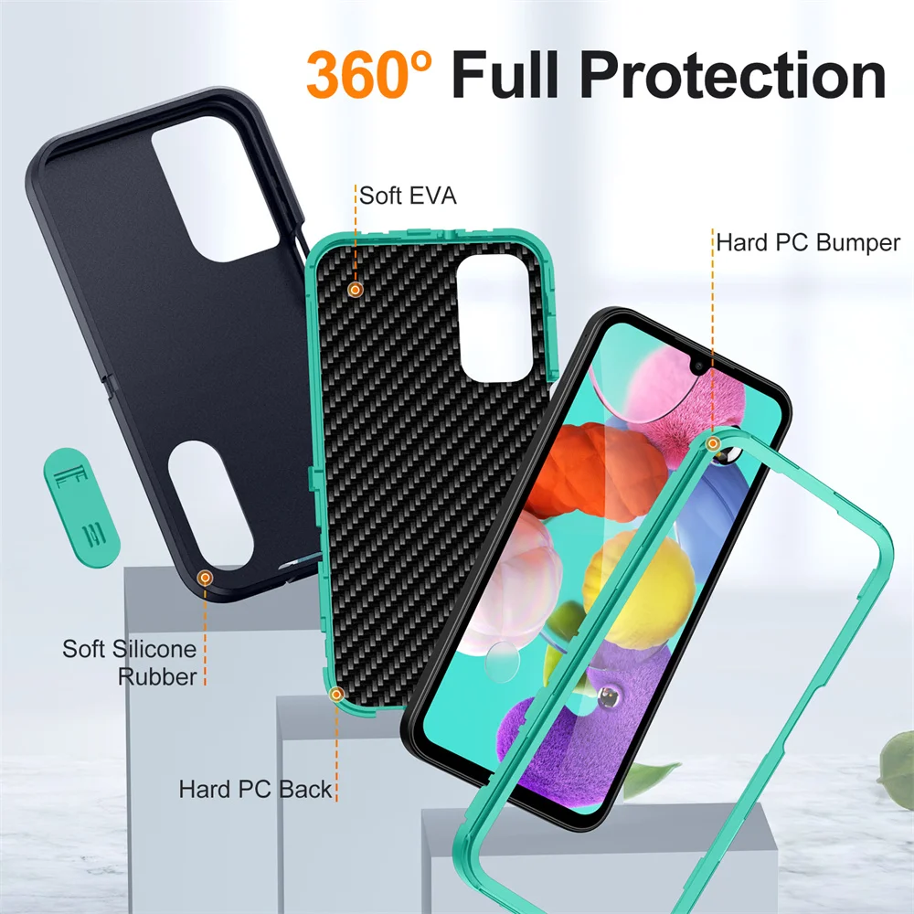 3-in-1 Hybrid Shockproof Armor Case with Matte Folding Stand Cover
