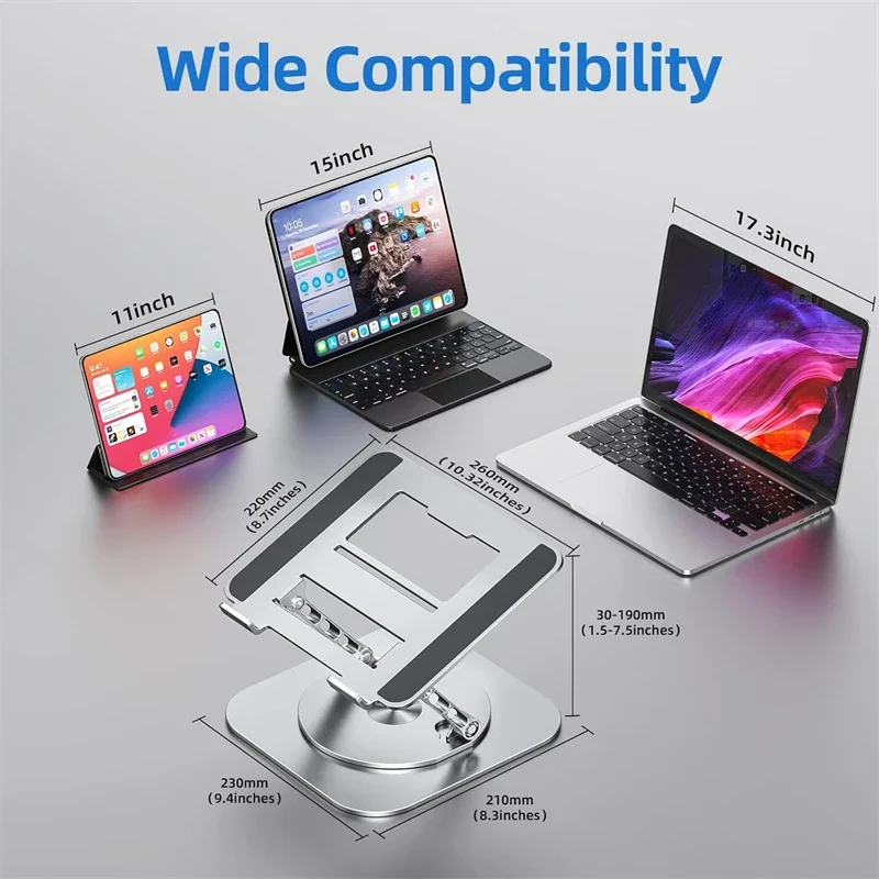 Macbook Air Pro 용 360 회전 책상 노트북 태블릿 스탠드 알루미늄 합금 조정 가능한 Soporte 노트북 라이저 노트북 데스크탑 브래킷