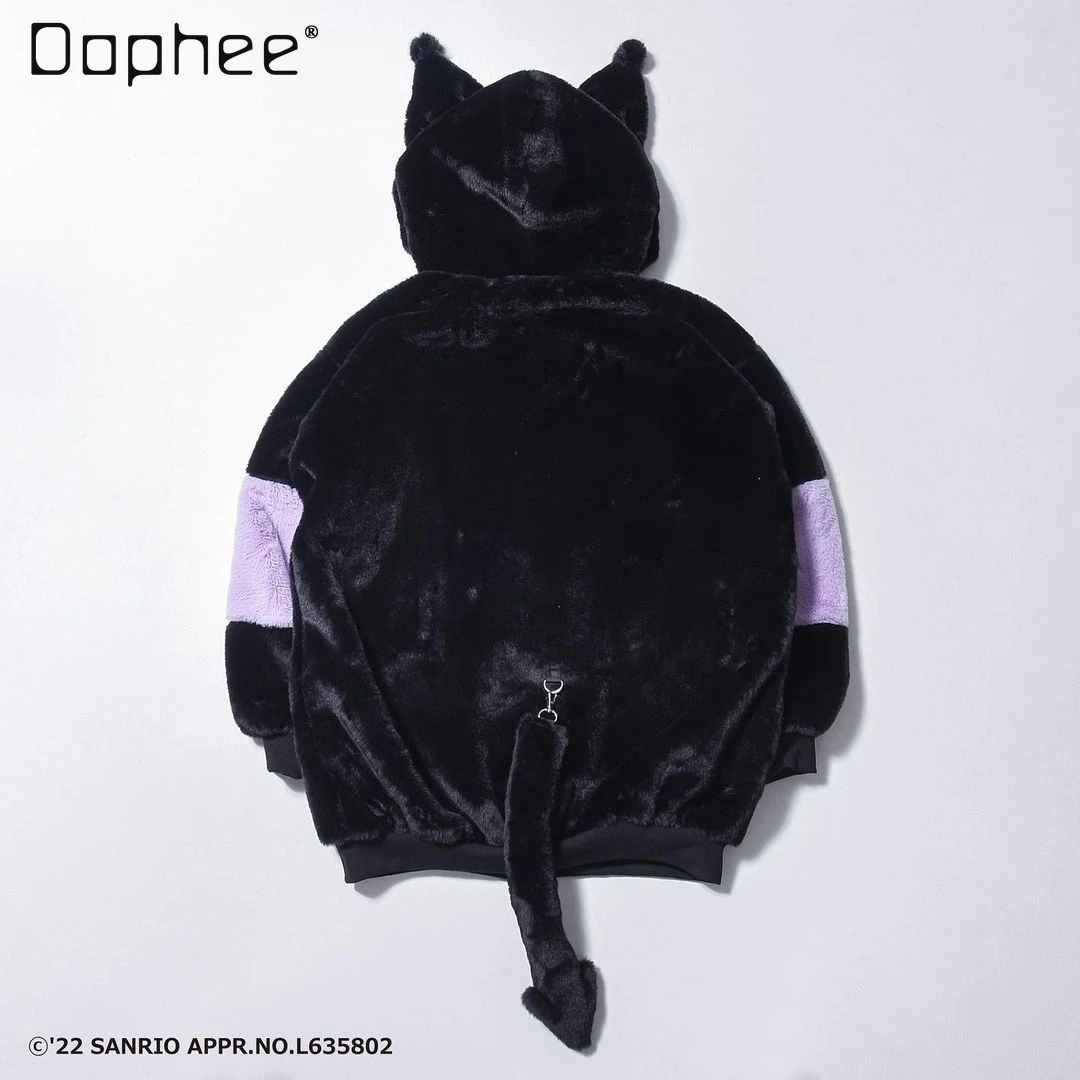 Japanese Harajuku Cute Clow Mine Furry Jacket Female 2023 Autumn and Winter New Warm Sweet Cool Thickened Faux Fur Plush Coat