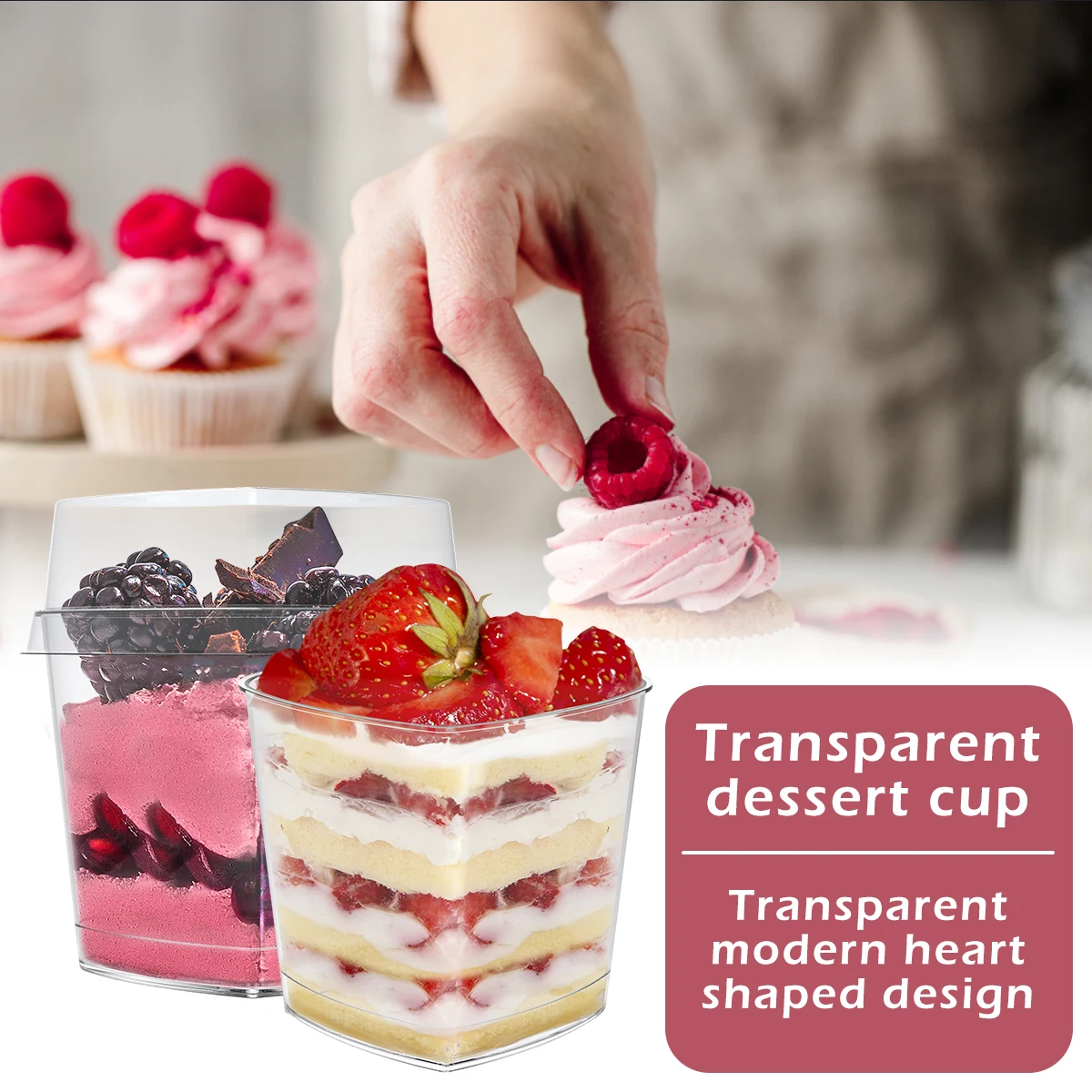 50pcs Mousse Cup Dessert Puddings Cheesecake Parfait Cups Ice Cream Jelly Yogurt Mug for Cream Pudding Fruit Cupcake Container