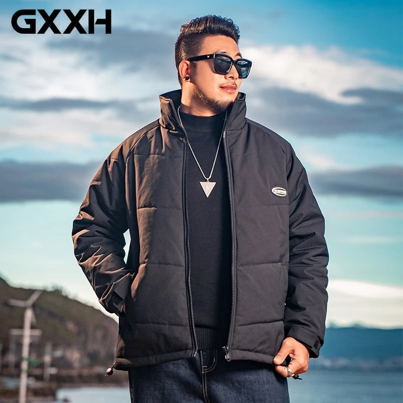 GXXH-Parkas de grande para hombre, ropa de chico gordo, abrigo informal suelto de cuello alto, abrigo de Color sólido, nueva marca de moda para invierno y otoño - AliExpress Ropa