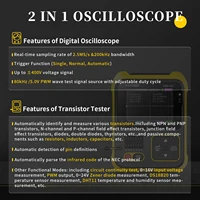 FNIRSI DSO-TC2 Portable Digital Oscilloscope Transistor Tester 2-in-1 Multi-function Multimeter Diode Voltage LCR Detect PWM Out 1